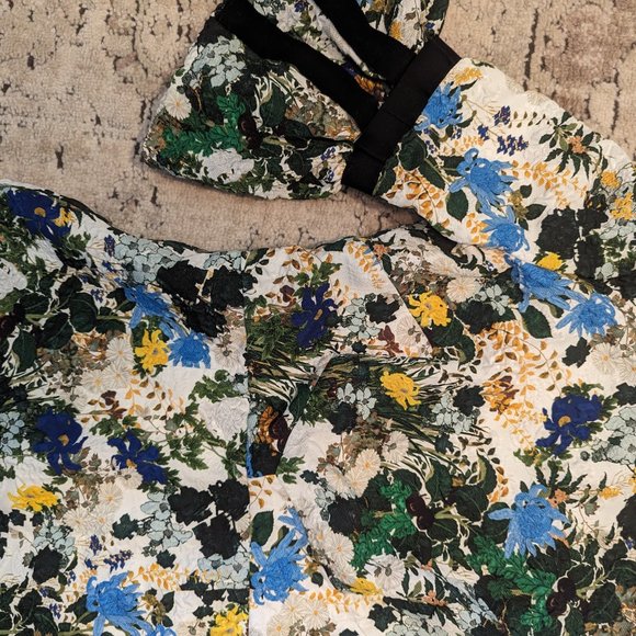 *Erdem* Alexandra Floral Meadow Pencil Dress w/ Grosgrain Ribbon Trim - Picture 5 of 8